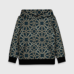 Толстовка-худи детская Геометрический паттерн арабеска, цвет: 3D-черный