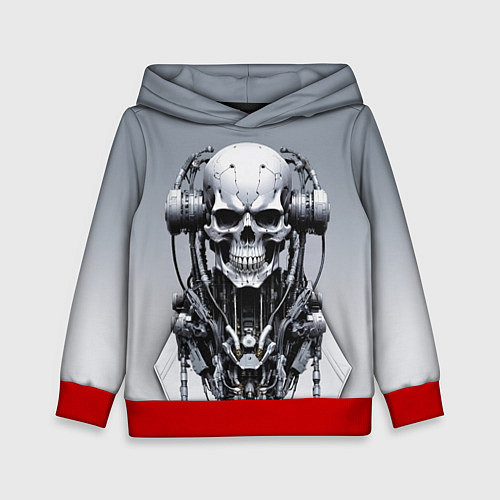 Детская толстовка Cool cyber skull - ai art fantasy / 3D-Красный – фото 1