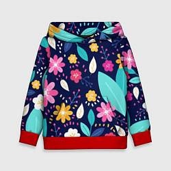 Толстовка-худи детская Абстракция цветочный фон, цвет: 3D-красный