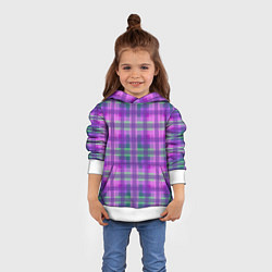 Толстовка-худи детская Клетка в полоску, цвет: 3D-белый — фото 2