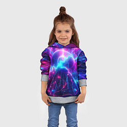 Толстовка-худи детская Космическая неоновая абстракция - нейроарт, цвет: 3D-меланж — фото 2