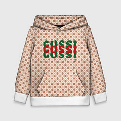 Толстовка-худи детская Гусси - надпись цветная, цвет: 3D-белый