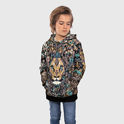 Толстовка-худи детская Лев с узорами и цветами, цвет: 3D-черный — фото 2