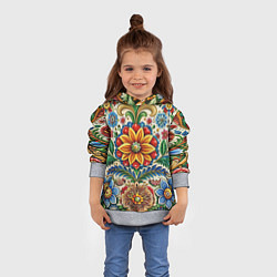 Толстовка-худи детская Русские классические узоры и орнамент, цвет: 3D-меланж — фото 2