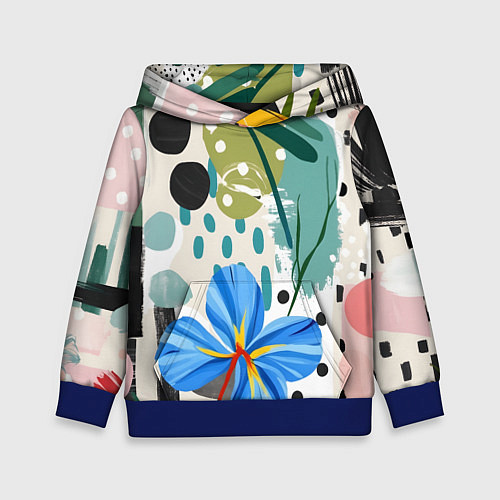 Детская толстовка Цветы горошек абстракция / 3D-Синий – фото 1