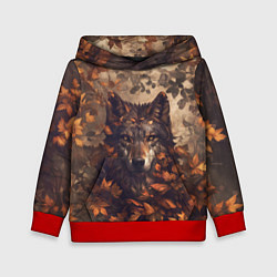 Толстовка-худи детская Матёрый волк, цвет: 3D-красный