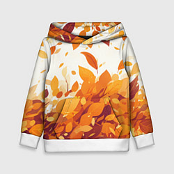 Толстовка-худи детская Осенние опавшие листья, цвет: 3D-белый