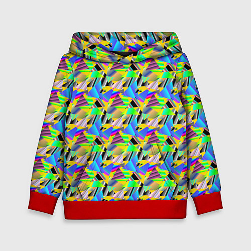 Детская толстовка Треугольники голографический эффект - паттерн / 3D-Красный – фото 1