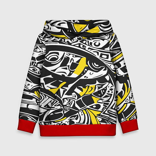 Детская толстовка Черно-желтый орнамент / 3D-Красный – фото 1
