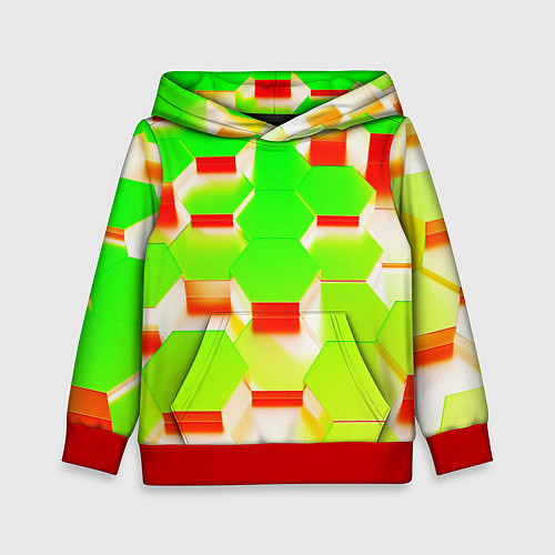 Детская толстовка Кислотные соты / 3D-Красный – фото 1