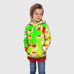 Толстовка-худи детская Кислотные соты, цвет: 3D-красный — фото 2