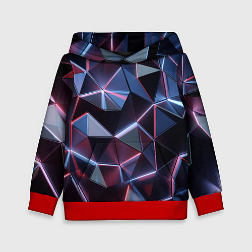 Детская толстовка Неоновые геометрические плиты / 3D-Красный – фото 1