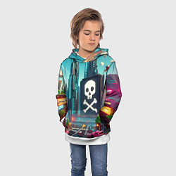 Толстовка-худи детская Minecraft district with skull - ai art fantasy, цвет: 3D-белый — фото 2