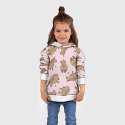 Толстовка-худи детская Паттерн с капибарами и мандаринками розовый, цвет: 3D-белый — фото 2