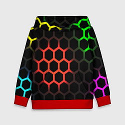 Толстовка-худи детская Hexagon neon, цвет: 3D-красный