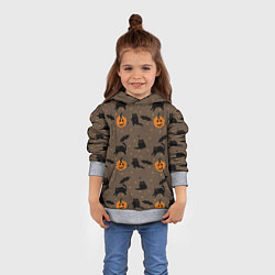 Толстовка-худи детская Хэллоуин и кот, цвет: 3D-меланж — фото 2