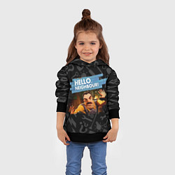 Толстовка-худи детская Привет сосед на фоне замков, цвет: 3D-черный — фото 2