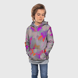 Толстовка-худи детская Розово-фиолетовые осколки, цвет: 3D-меланж — фото 2