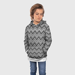 Толстовка-худи детская Серо белый геометрический узор зигзаг, цвет: 3D-белый — фото 2