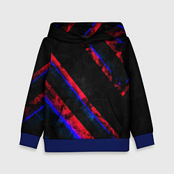 Толстовка-худи детская Неоновые штрихи геометрия, цвет: 3D-синий