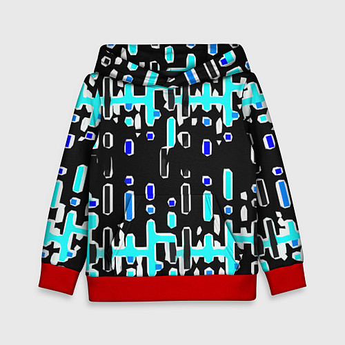 Детская толстовка Синие линии и точки на чёрном фоне / 3D-Красный – фото 1