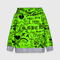 Толстовка-худи детская Lil Peep кислотный паттерн, цвет: 3D-меланж