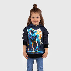 Толстовка-худи детская Большой полигональный слон, цвет: 3D-черный — фото 2