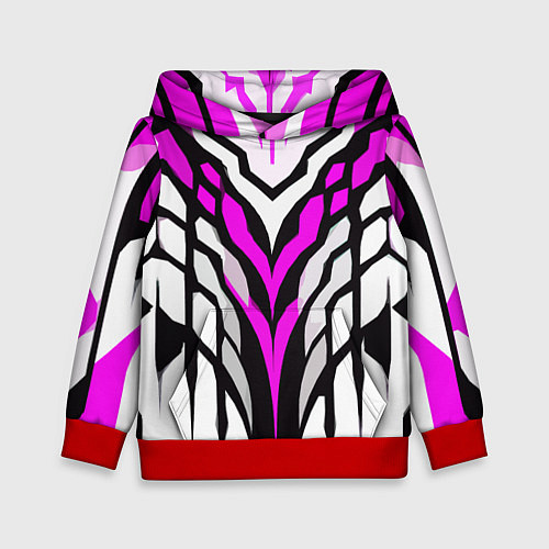 Детская толстовка Агрессивные чёрно-розовые полосы на белом фоне / 3D-Красный – фото 1