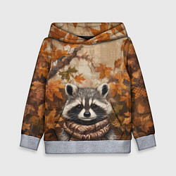 Детская толстовка Осенний енот в шарфе