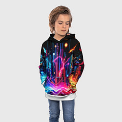 Толстовка-худи детская Neon fantasy - ai art, цвет: 3D-белый — фото 2