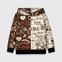 Толстовка-худи детская Lil peep retro pattern, цвет: 3D-черный