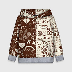 Толстовка-худи детская Lil peep retro pattern, цвет: 3D-меланж