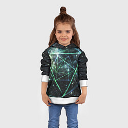 Толстовка-худи детская Космические линии звезды, цвет: 3D-белый — фото 2