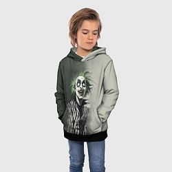 Толстовка-худи детская Сумасшедший Битлджус, цвет: 3D-черный — фото 2