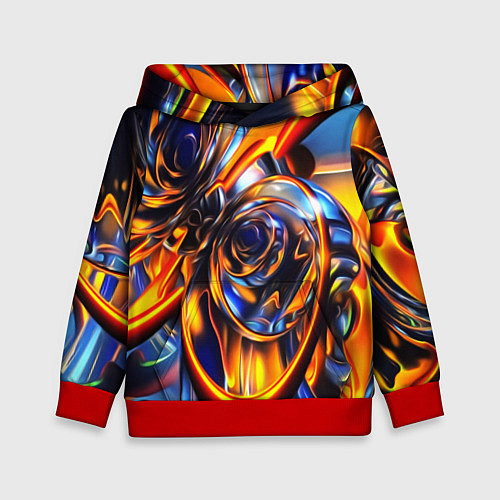 Детская толстовка Жидкие краски фрактал / 3D-Красный – фото 1