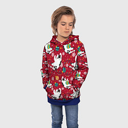 Толстовка-худи детская Новогодний паттерн с котиками, цвет: 3D-синий — фото 2