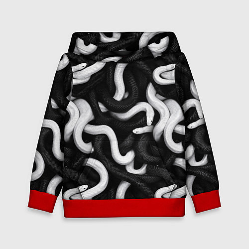 Детская толстовка Черные и белые змеи / 3D-Красный – фото 1