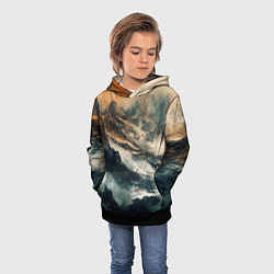 Толстовка-худи детская Иллюстрация хаоса в грубом стиле, цвет: 3D-черный — фото 2