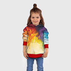 Толстовка-худи детская Подтеки масляных красок, цвет: 3D-красный — фото 2