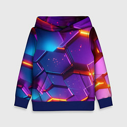 Толстовка-худи детская Трехмерные соты с эффектом неона, цвет: 3D-синий