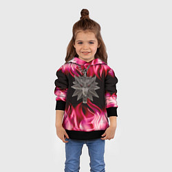 Толстовка-худи детская Ведьмак медальён в огне, цвет: 3D-черный — фото 2