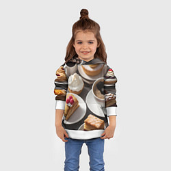 Толстовка-худи детская Кофе и пирожные, цвет: 3D-белый — фото 2