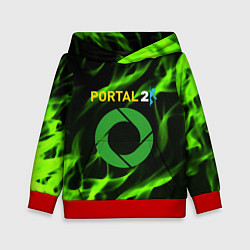 Толстовка-худи детская Portal green flame, цвет: 3D-красный