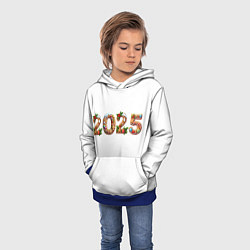 Толстовка-худи детская Надпись новогодняя 2025 из пряников, цвет: 3D-синий — фото 2