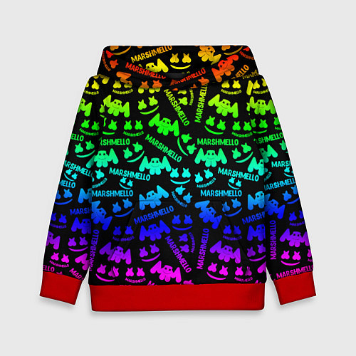 Детская толстовка Marshmello neon steel pattern / 3D-Красный – фото 1