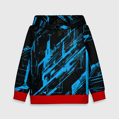 Детская толстовка Blue stripes on a black background / 3D-Красный – фото 1