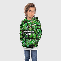 Толстовка-худи детская Гора зеленых шишек: с отступающим годом, цвет: 3D-белый — фото 2