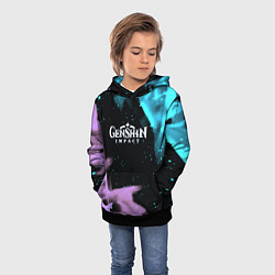 Толстовка-худи детская Genshin Impact flame neon, цвет: 3D-черный — фото 2