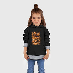 Толстовка-худи детская Куча меховых игрушечных медведей, цвет: 3D-меланж — фото 2