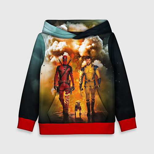 Детская толстовка Дэдпул и Росомаха - Догпуля / 3D-Красный – фото 1